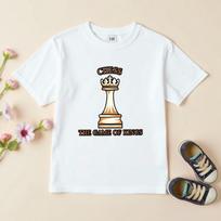 Kids Chess Piece Print Crewneck Summer Short Sleeve Tee 110 balta