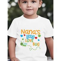 European sizes Boy Short Sleeve Cartoon Ladybug Heart Print Cute Baby Summer Top Fun Text Design Grandma'S Gift Children'S T-Shirt 110 balta