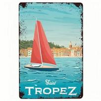 Saint Tropez skardinis metalinis ženklas Jūrinis vyriškas urvas Dekoracija Sienos menas 20x30cm（7.8x11.8inch）
