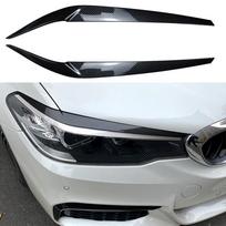 BMW 5 serijos G30 G31 priekinių žibintų vokai plastikiniai 2017-2021 m. anglies juodi/blizgiai juodi priekinių žibintų antakiai priekinių žibintų vokai