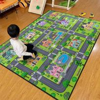 Complex Racing Track Kids Rug Multi-Loop Car Play Mat Children's Playroom Educational Traffic Carpet 40x60cm