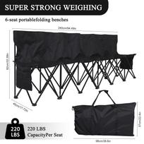 6 Seat Foldable Outdoor Camping Bench with Backrest&Storage Bag Durable Sideline Team Sport Bench for Patio Garden Picnic Gather