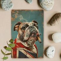 Vintažinis metalinis plakatas Anglų buldogas Cigarai Retro Baro sienos dekoras