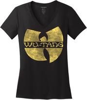Wu-Tang Clan Moteriški V formos išblukusio logotipo marškinėliai S