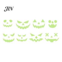 Glow Ghost Face Decoration 2Pcs Halloween Glow-in-the-Dark Wall Stickers, Pumpkin & Decals for Indoor Ceiling Door Decor, Battery Free Sticker pumpkin