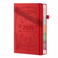 English 2026 Schedule Planner Notepad Textured PU Office Work Planner  Stationery raudona