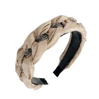 Soft Fabric High Cranial Hair Hoop Twisted Knotted Braided Hairband Rhinestone Headband  Daily Use juoda