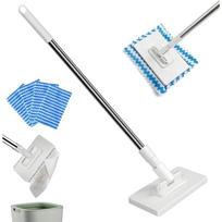 Automatic Cloth Changing Hands-Free Mini Mop, Snap Grip Lazy Mops ,Disposable Dust Mop with 4 Reusable Cloths, 360°Rotating Head Long Handle Stick balta