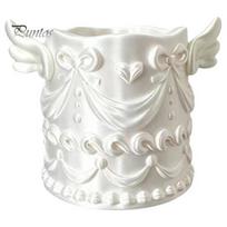 Multifunctional Desk Organizer 3D Printed Pen Holder, Large Capacity Dual-Purpose Makeup Brush Cute And Holder Pearlescent Angel Wing Relief balta