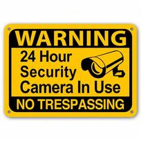 Yellow Warning Home Security CCTV Sign  H Video Surveillance No Trespassing AntiIntrusion pc Durable Outdoor Safety Decor 20x30cm（7.8x11.8inch）