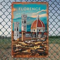 Vintažinis Florencijos Italijos Metalinis Skardinis Ženklas Aliuminio Sienos Menas Namams Miegamajam Restoranui Barui Kavinei Mokyklai Bibliotekai Durims Garažui 20x30cm（7.8x11.8inch）