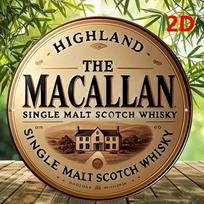 The Macallan Highland Single Malt Scotch Whisky Vintage D Flat Round Metal Tin Sign Wall Art Plaque For Home Bar Man Cave Decor 20x20cm(8x8inch)