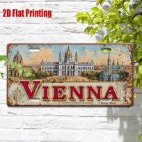 Vienna Austria City Landmark Scenery Vintage Rustic D Flat Printed License Plate Aluminum Metal Painting High Definition Clear 15x30cm(5.9x7.8inch) white