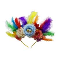 Colorful Derby Hairband with Feathered Flower Comfortable Hair Styling Accessory for Women Girl Festival Theme Occasion