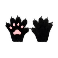 Warm Animal Role Play Gloves Plush Cats Paws Cosplay For Anime Conventions Winter Festivals And Character Costumes juoda