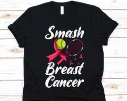 Smash Breast Cancer Shirt, Gift ForBreast Cancer Warriors, Breast Cancer Awareness, Tennis Ball, Tennis Lovers Shirt, Pink Ribbon Design XL