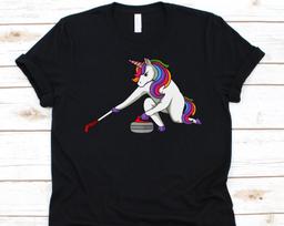 Curling Unicorn Shirt, Curling Sports, Curling Stone, Chess On Ice, Curlers Gift, Curling Lovers Shirt, Roaring Game, Cute Unicorn Design M