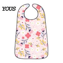 Washable Clothing Protector Adult Bib, Waterproof Easy Clean Feeding with Floral Breathable Bib Printed, Elderly Protector, for Seniors Dining B