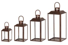 Žibintų rinkinys 4Living Aamu, stiklas/geležis, 52 cm, bronzos sp., 4 vnt.