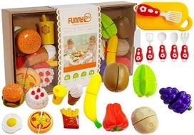 Žaisliniai virtuvės reikmenys, vaisiai ir daržovės Lean Toys Funny, įvairių spalvų
