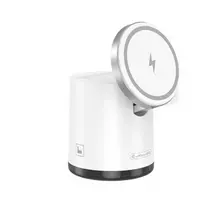 Jellico W22 4-in-1 belaidis įkroviklis MagSafe 15W iPhone + 3W Apple Watch + AirPods + LED lempa Baltas