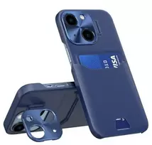 iLike Apple iPhone 14 Leather Stand Case Card Wallet with Stand Blue