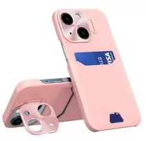 iLike Apple iPhone 14 Leather Stand Case Cover Card Wallet with Stand Pink