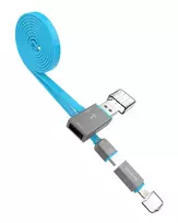Hoco UPL03 Share Line Apple + Micro USB Blue 2-in-1 įkrovimo ir duomenų laidas 1m