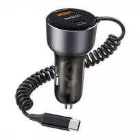 YESIDO Y56 60W greitojo įkrovimo automobilinis kroviklis su USB-C ir USB-A, PD 3.0 ir QC 3.0, pilkas