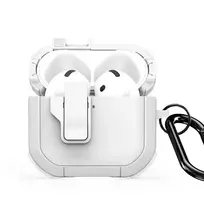 Dux Ducis PECP Series PC+TPU dėklas su kabliuku, skirtas AirPods 4, baltas