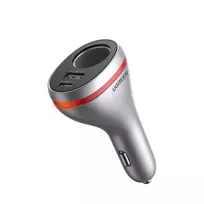 UGREEN USB Type C / USB QC PD 24W automobilinis įkroviklis su 12V cigarečių žiebtuvėlio lizdu sidabrinis (CD204)