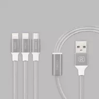 Recci Universal Delicate RCS-H120 3 in 1 Micro USB + 2 x Lightning Fast Charging 1,2 m Pilka