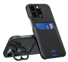 iLike Apple iPhone 14 Pro Leather Stand Case Cover Card Wallet with Stand Black