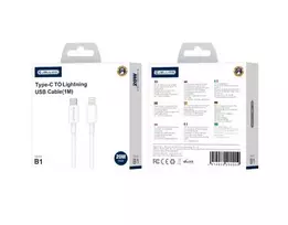 Jellico B1 Durable-Soft iPhone & iPad USB-C to Lightning Data & Fast PD 20W Charger Cable 1m White