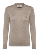 Maison Kitsune - Merinos R-Neck Pullover Fox Head Patch - Megztinis - Smėlio