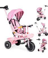 Triratukas vežimėlis 2in1 su pasukama sėdyne, sulankstomas su stogeliu, rožinis - ECOTOYS