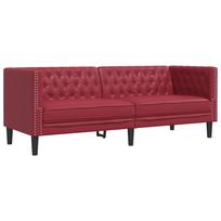 vidaXL Trivietė chesterfield sofa, raudonojo vyno sp., dirbtinė oda