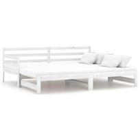 vidaXL Ištraukiama lova, balta, 2x(90x200)cm, pušies medienos masyvas