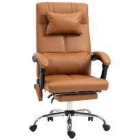 Biuro kėdė su masažo funkcija, ergonomiška, 66x67x114-122 cm, šviesiai ruda, Ruda