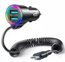 Joyroom 3-in-1 Fast Car Charger with USB-C Cable 1.5m 17W Black