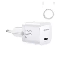 JOYROOM JR-TCF02 USB-C PD 20W sieninis įkroviklis su USB-C laidu - Baltas