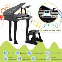 Vaikiškas žaislinis pianinas su kėde, juodos/baltos spalvos