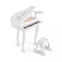 Vaikiškas žaislinis pianinas su kėde, baltos spalvos