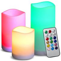 3 vnt. žvakių RGB LED Luma Candles rinkinys su nuotolinio valdymo pultu
