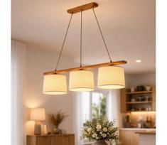 Pakabinamas šviestuvas ant laido AIDA 3xE27/15W/230V Ø 25 cm ąžuolas/rafija
