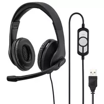 Hama HS-USB300 laidinės USB ausinės, juodos