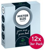 Mister Size 47mm 12x pack of 3 Prezervatyvai