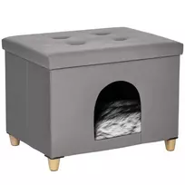 2-IN-1 pufas ir katės guolis viename - pilkas
