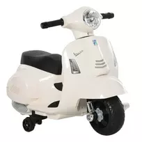 VESPA elektrinis motociklas vaikams, 18-36 mėn., 3 km/val., LED šviesa ir garsas, PP plastikas ir metalas, baltas, 66,5x38x52 cm