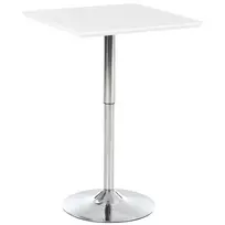 HOMCOM Bistro stalas Pub baro stalas, reguliuojamo aukščio, kvadratinis, plieninis, baltas, 60x60x71-92cm